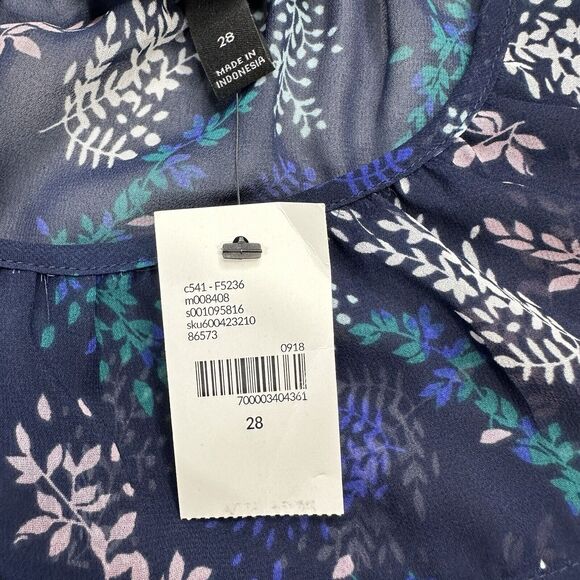 Lane Bryant Floral Midi Dress Smocked Waist Chiffon Size 28 Blue, Pink - Picture 6 of 11